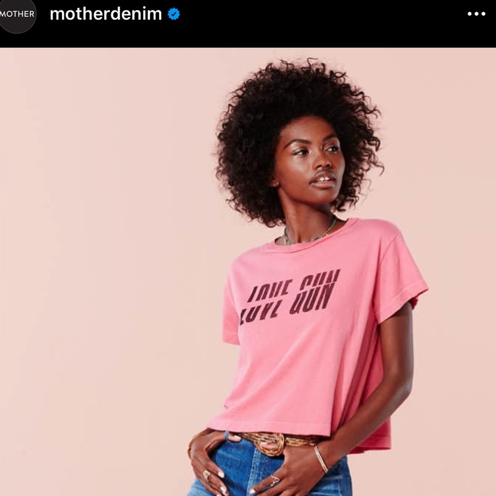Mother Denim Love Gun Cropped Graphic Tee Small